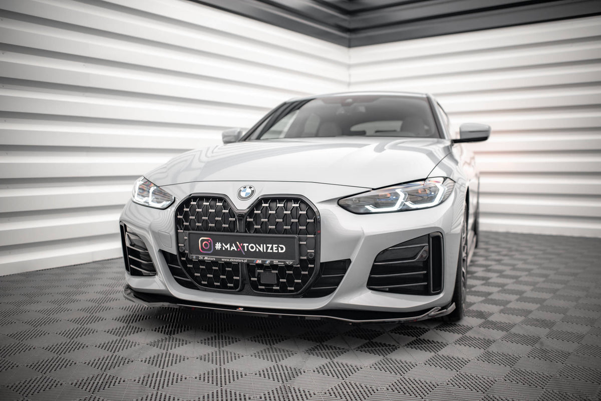Street+ Spoilerlippe Front Ansatz V.1 passend für BMW 4er / i4 Gran Coupe M-Paket / M440i G26 schwarz Hochglanz – Ansicht 4