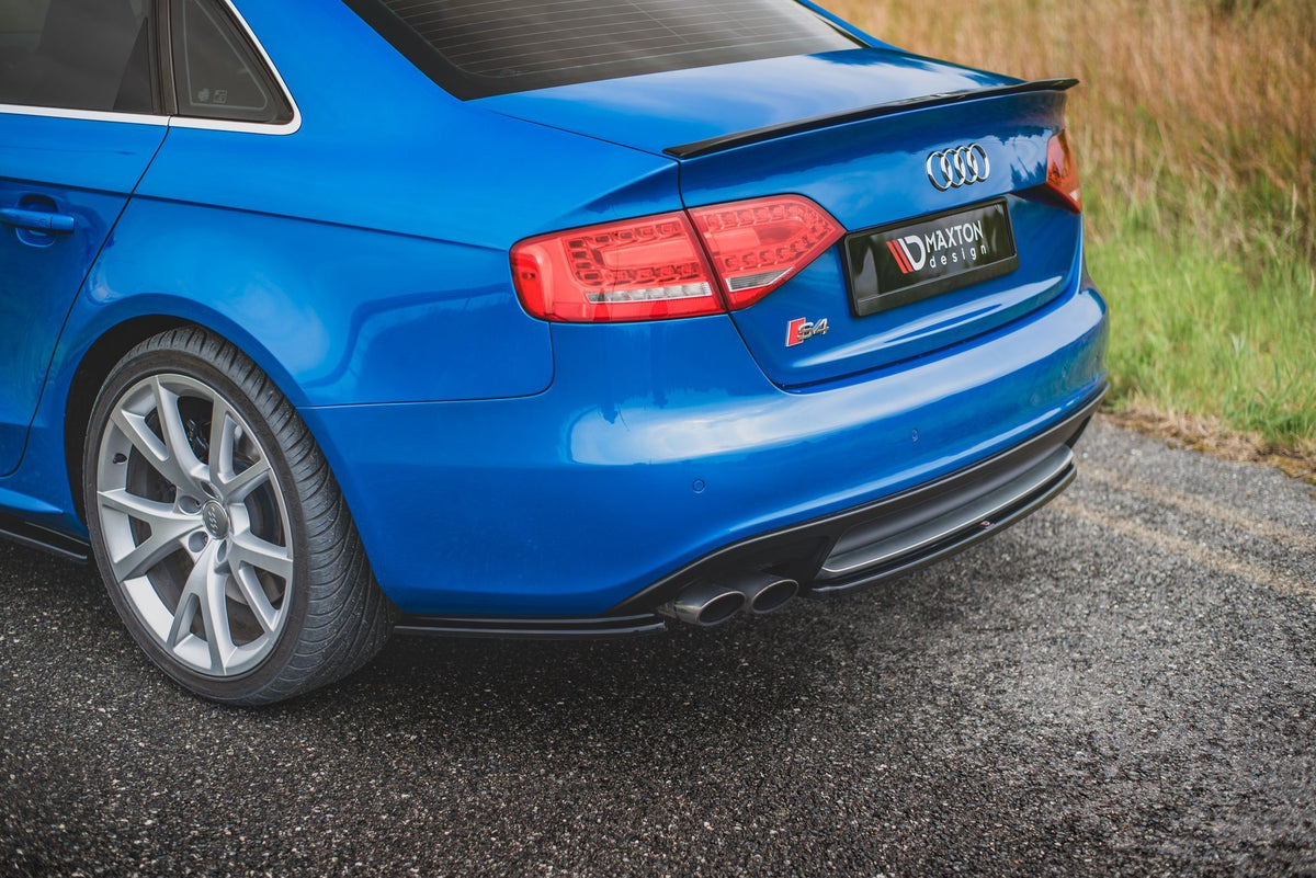 Heck Ansatz Flaps Diffusor passend für Audi S4 / A4 S-Line B8 Limousine schwarz Hochglanz – Ansicht 6
