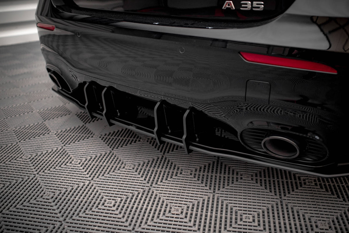 Robuste Racing Diffusor Heck Ansatz + Flaps passend für Mercedes A35 AMG Hatchback Aero Pack W177 schwarz Hochglanz – Ansicht 5