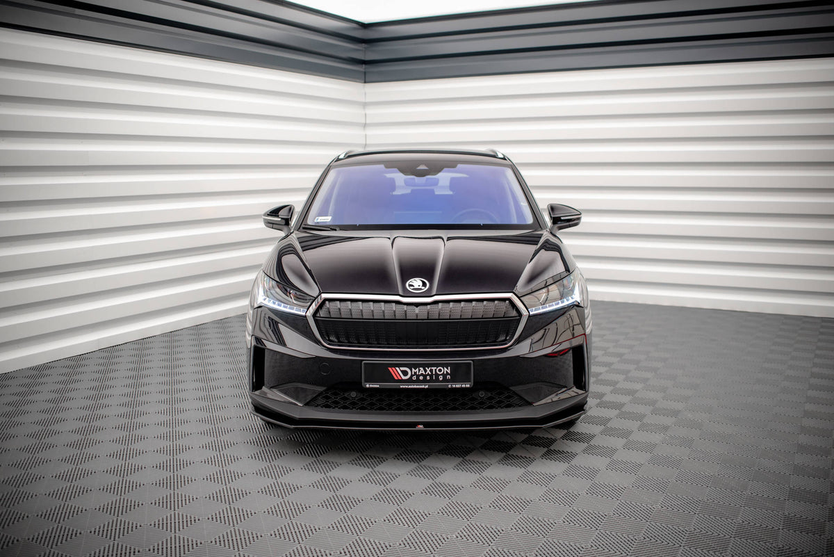 Street+ Spoilerlippe Front Ansatz V.1 passend für Skoda Enyaq iV schwarz Hochglanz – Ansicht 1
