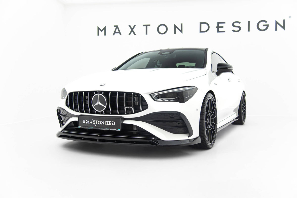 Street+ Spoilerlippe Front Ansatz passend für Mercedes-AMG CLA 35 Coupe / Shooting Brake C118 Facelift / X118 Facelift schwarz Hochglanz – Ansicht 3