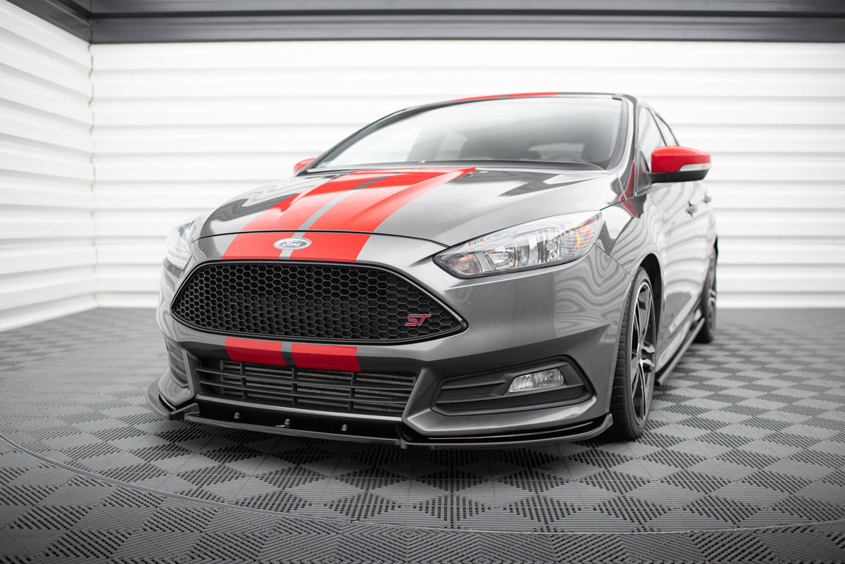 Street+ Spoilerlippe Front Ansatz V.4 passend für Ford Focus ST Mk3 Facelift schwarz Hochglanz – Ansicht 3