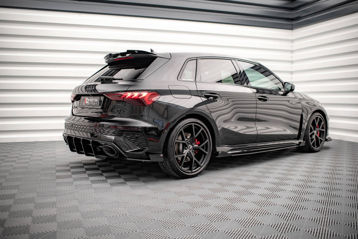Street Pro Street+ Seitenschweller Leisten + Flaps passend für Audi RS3 Sportback 8Y schwarz Hochglanz – Ansicht 1