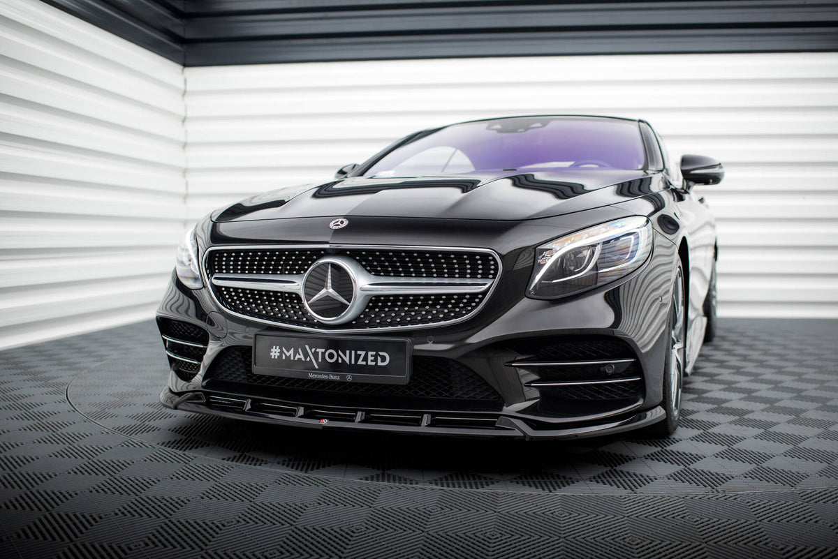Street+ Spoilerlippe Front Ansatz V.2 passend für Mercedes-Benz S Coupe AMG-Line C217 Facelift schwarz Hochglanz – Ansicht 4