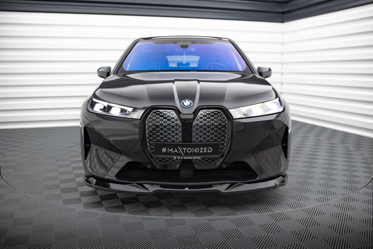 Street+ Spoilerlippe Front Ansatz V.2 passend für BMW iX M-Paket i20 schwarz Hochglanz – Ansicht 1