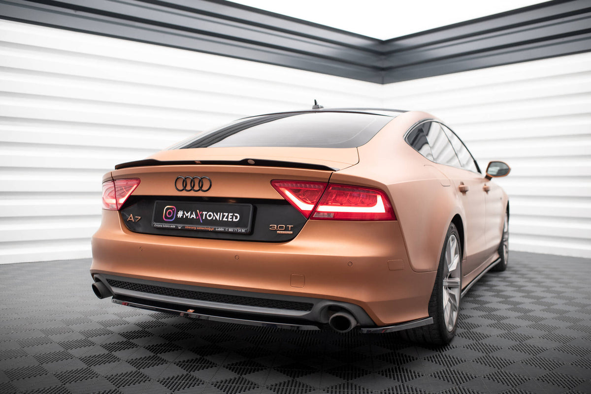 Heck Ansatz Flaps Diffusor V.2 passend für Audi A7 S-Line C7 schwarz Hochglanz – Ansicht 3