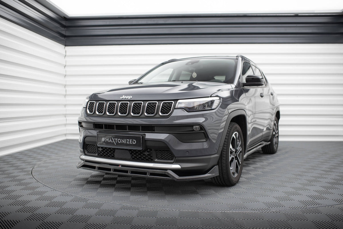Street+ Spoilerlippe Front Ansatz passend für Jeep Compass Limited Mk2 Facelift schwarz Hochglanz – Ansicht 3