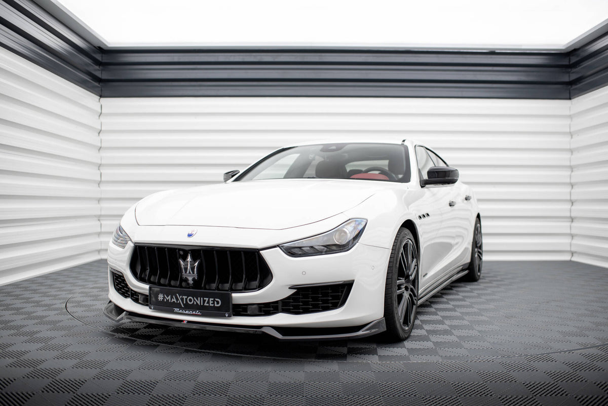Street+ Spoilerlippe Front Ansatz V.1 passend für Maserati Ghibli Mk3 Facelift schwarz Hochglanz – Ansicht 3