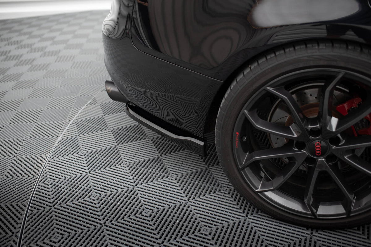 Heck Ansatz Flaps Diffusor V.1 passend für Audi S5 / A5 S-Line Coupe / Cabriolet 8T schwarz Hochglanz – Ansicht 4