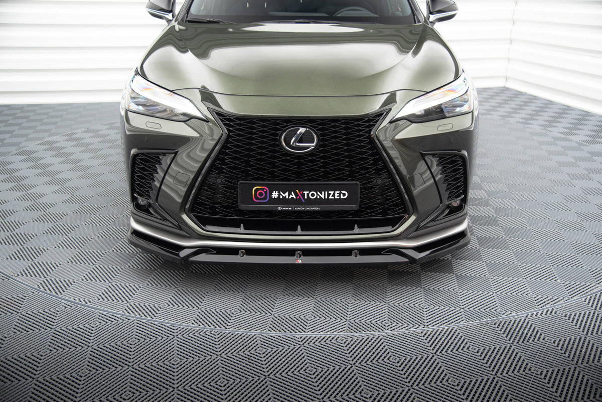 Street+ Spoilerlippe Front Ansatz V.2 passend für Lexus NX F-Sport Mk2 schwarz Hochglanz – Ansicht 3