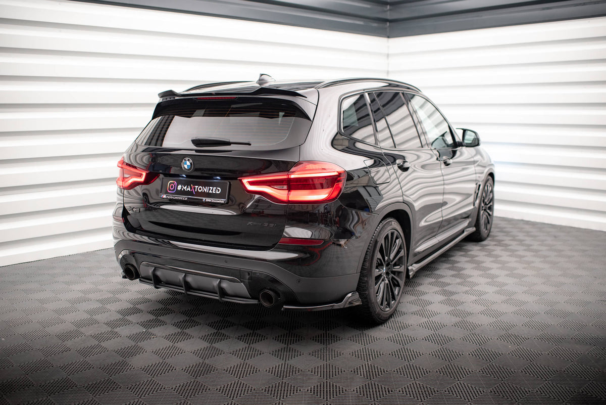 Heck Ansatz Flaps Diffusor passend für BMW X3 G01 schwarz Hochglanz – Ansicht 1