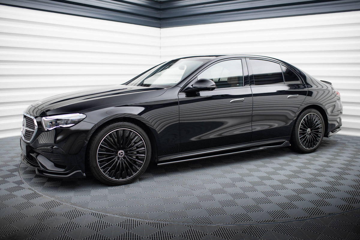 Street+ Seitenschweller Leisten passend für Mercedes-Benz E AMG-Line Limousine / Kombi W214 schwarz Hochglanz – Ansicht 1