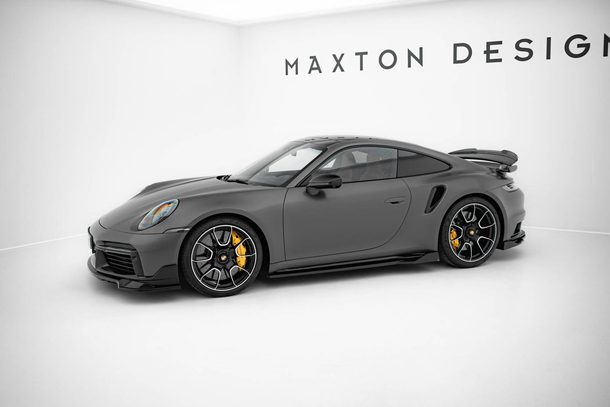 Street+ Seitenschweller Leisten passend für Porsche 911 Turbo S Sport Package 992 schwarz Hochglanz – Ansicht 1