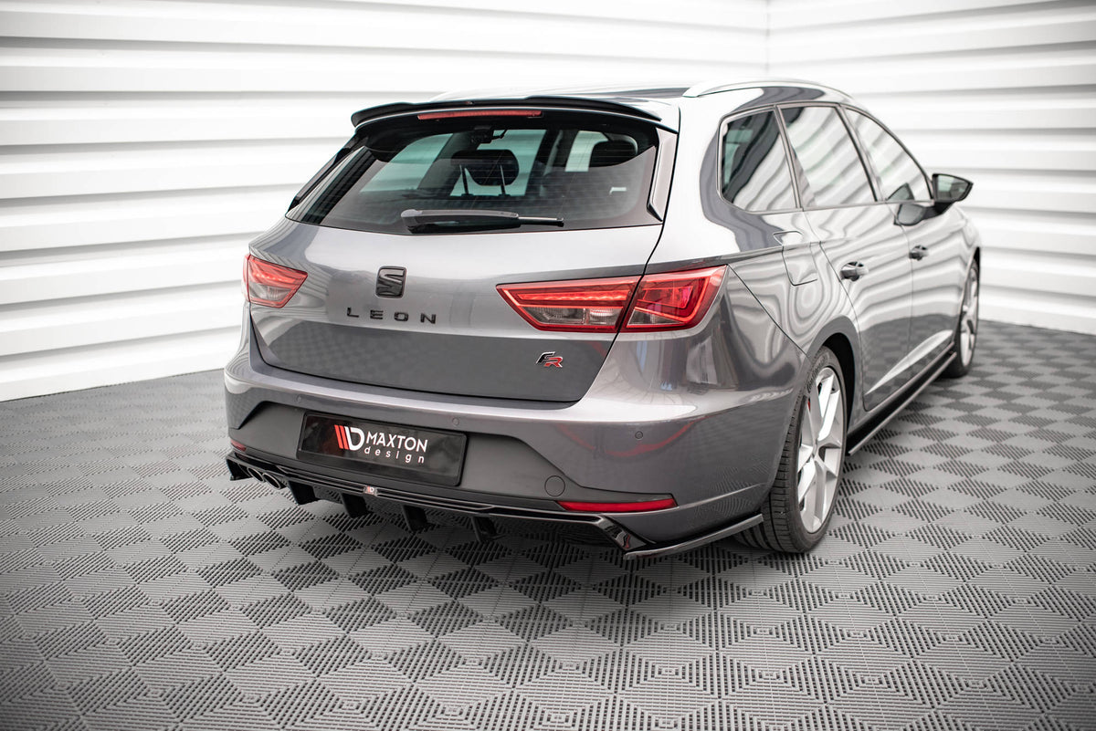 Heck Ansatz Flaps Diffusor V.2 passend für Seat Leon FR Sportstourer Mk3 schwarz Hochglanz – Ansicht 3