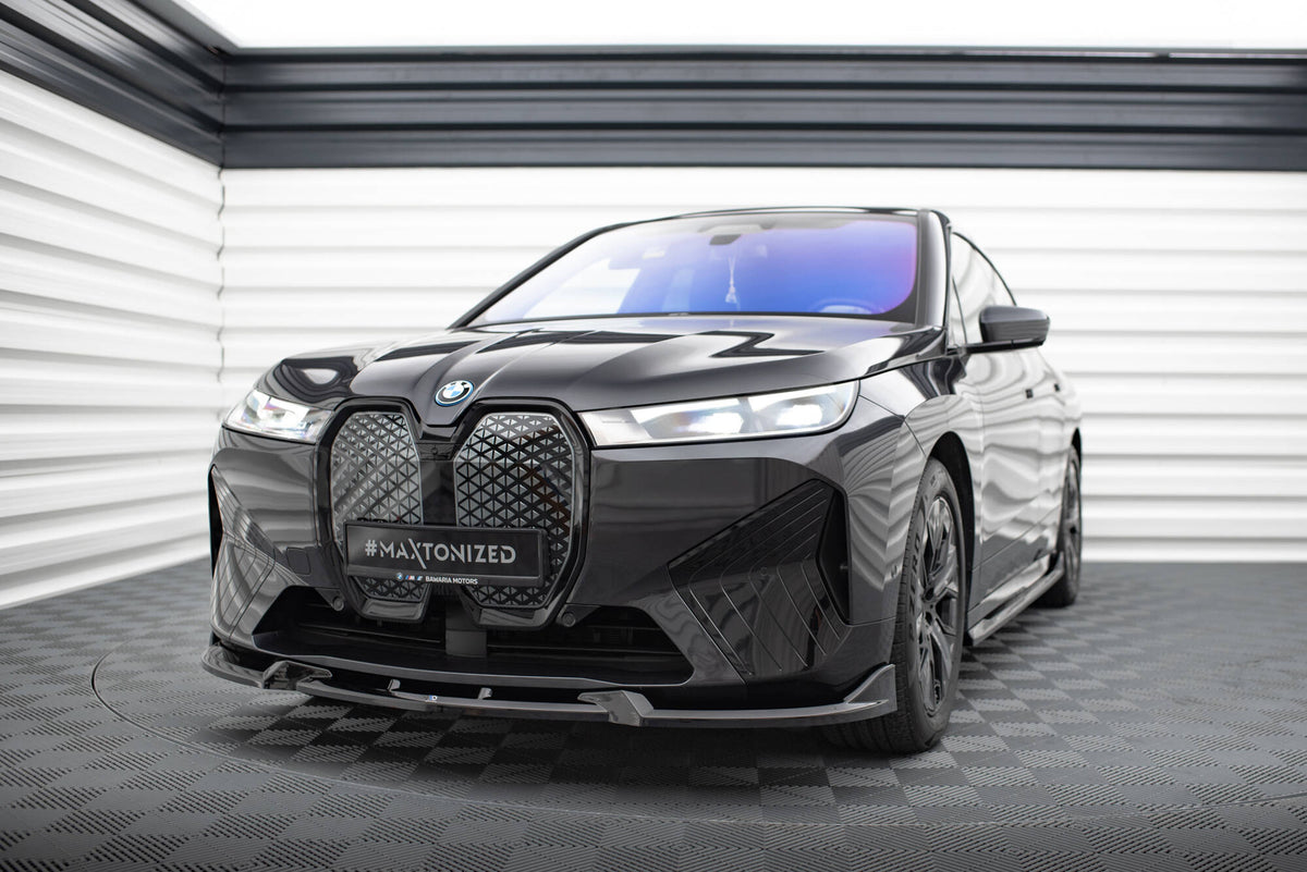 Street+ Spoilerlippe Front Ansatz V.1 passend für BMW iX M-Paket i20 schwarz Hochglanz – Ansicht 3
