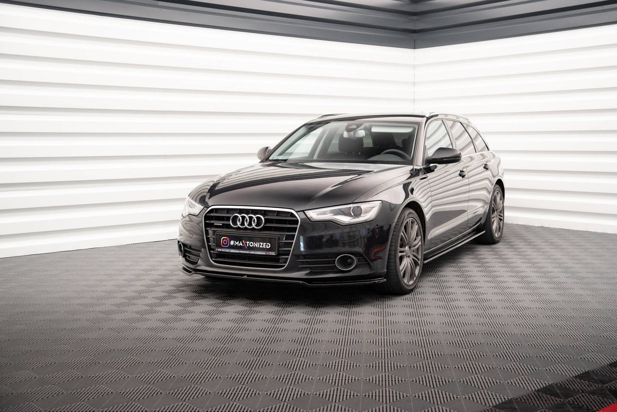 Street+ Spoilerlippe Front Ansatz V.1 passend für Audi A6 C7 schwarz Hochglanz – Ansicht 1
