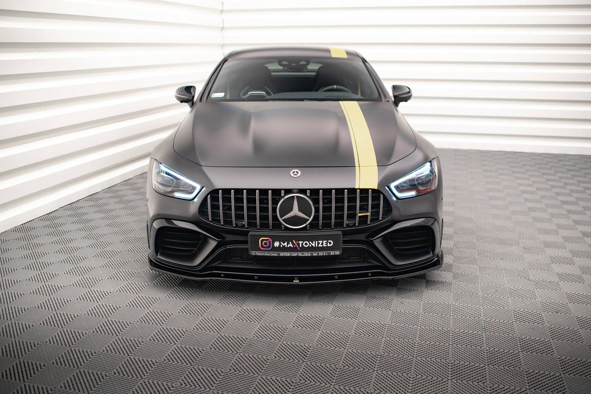 Street+ Spoilerlippe Front Ansatz V.2 passend für Mercedes-AMG GT 63S 4 Door Coupe Aero X290 schwarz Hochglanz – Ansicht 1