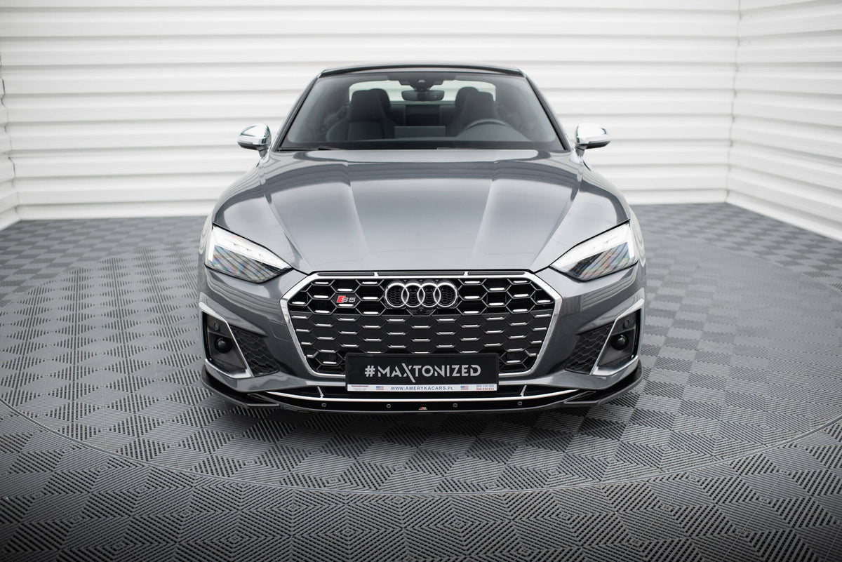 Street+ Spoilerlippe Front Ansatz V.1 passend für Audi S5 / A5 S-Line F5 Facelift schwarz Hochglanz – Ansicht 1