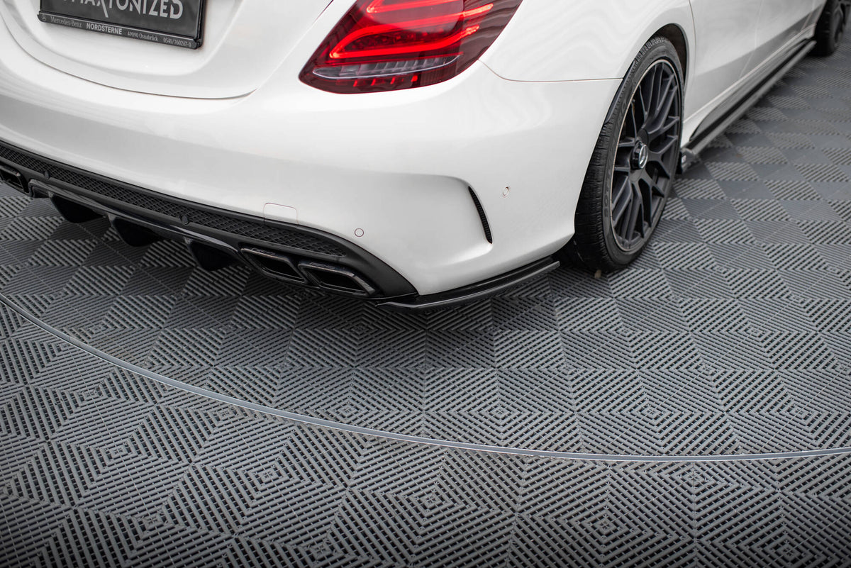 Heck Ansatz Flaps Diffusor passend für Mercedes C-Klasse S205 63 AMG  schwarz Hochglanz – Ansicht 3