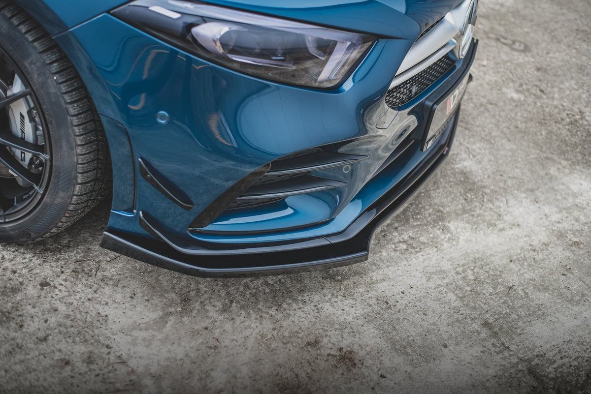 Street+ Spoilerlippe Front Ansatz V.2 passend für Mercedes A35 AMG Aero W177  schwarz Hochglanz – Ansicht 4