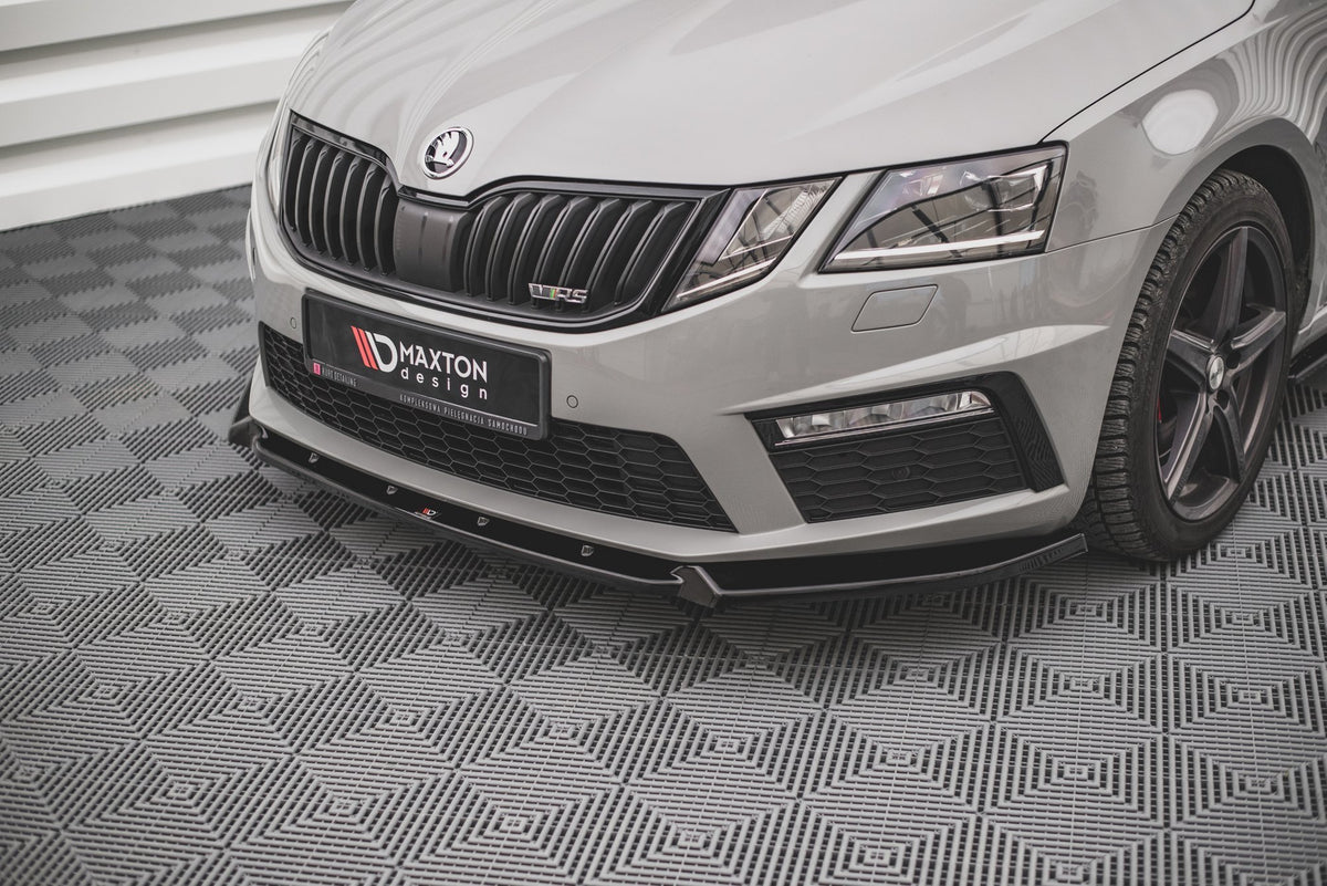 Street+ Spoilerlippe Front Ansatz V.2 passend für Skoda Octavia RS Mk3 Facelift schwarz Hochglanz – Ansicht 4