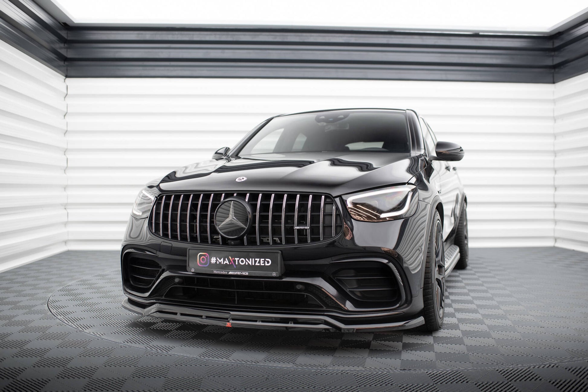 Street+ Spoilerlippe Front Ansatz passend für Mercedes-AMG GLC 63 SUV / Coupe X253 / C253  schwarz Hochglanz – Ansicht 1