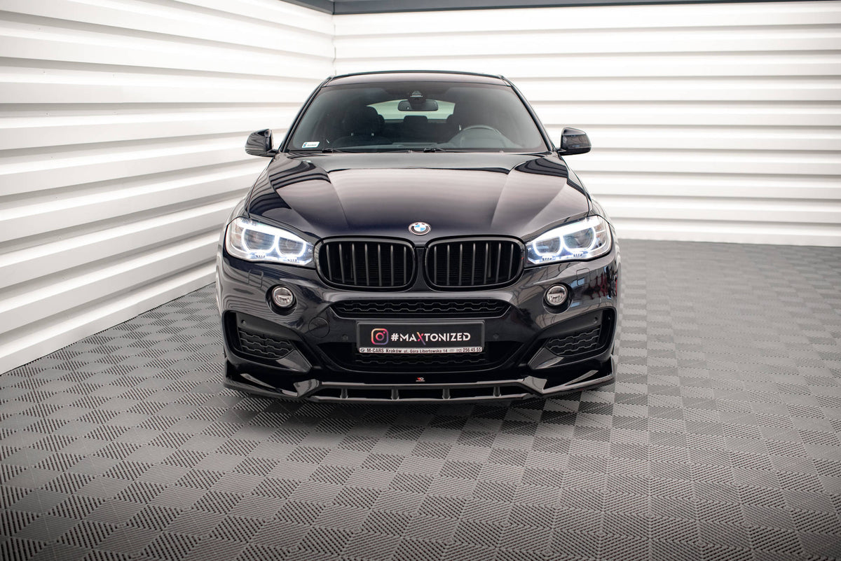 Street+ Spoilerlippe Front Ansatz V.3 passend für BMW X6 M-Paket F16 schwarz Hochglanz – Ansicht 1