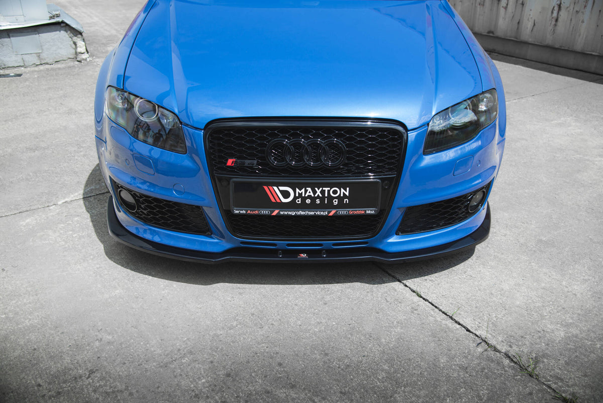 Street+ Spoilerlippe Front Ansatz V.2 passend für Audi RS4 B7 schwarz Hochglanz – Ansicht 1