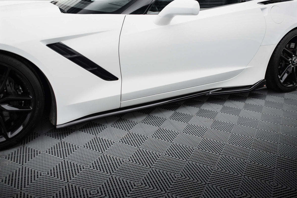 Street+ Seitenschweller Leisten V.2 passend für Chevrolet Corvette Stingray C7 schwarz Hochglanz – Ansicht 3