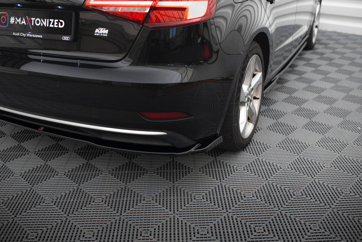 Heck Ansatz Flaps Diffusor passend für Audi A3 Sportback 8V Facelift schwarz Hochglanz – Ansicht 3