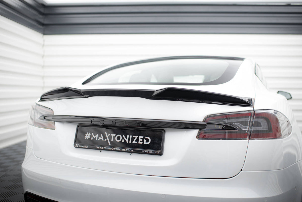 Heckspoiler Lippe 3D Tesla Model S Plaid Mk1 Facelift schwarz Hochglanz – Ansicht 3