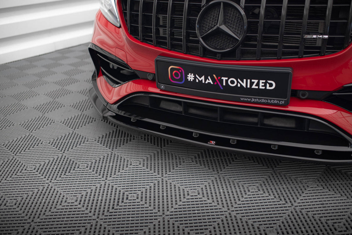 Street+ Spoilerlippe Front Ansatz V.1 passend für Mercedes-Benz A45 Aero W176 Facelift schwarz Hochglanz – Ansicht 3