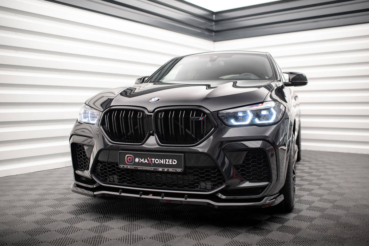 Street+ Spoilerlippe Front Ansatz V.1 passend für BMW X6 M F96 schwarz Hochglanz – Ansicht 3