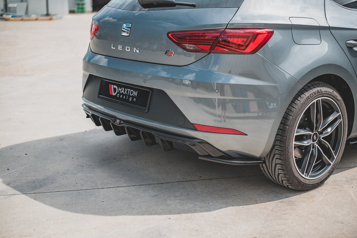 Heck Ansatz Flaps Diffusor passend für SEAT Leon Mk3 FR Facelift schwarz Hochglanz – Ansicht 7