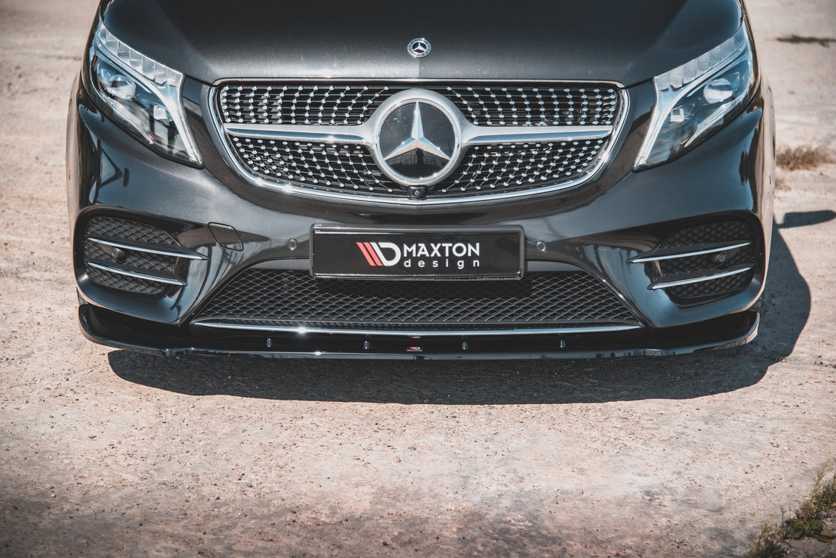 Street+ Spoilerlippe Front Ansatz V.2 passend für Mercedes-Benz V-Klasse AMG-Line W447  schwarz Hochglanz – Ansicht 3