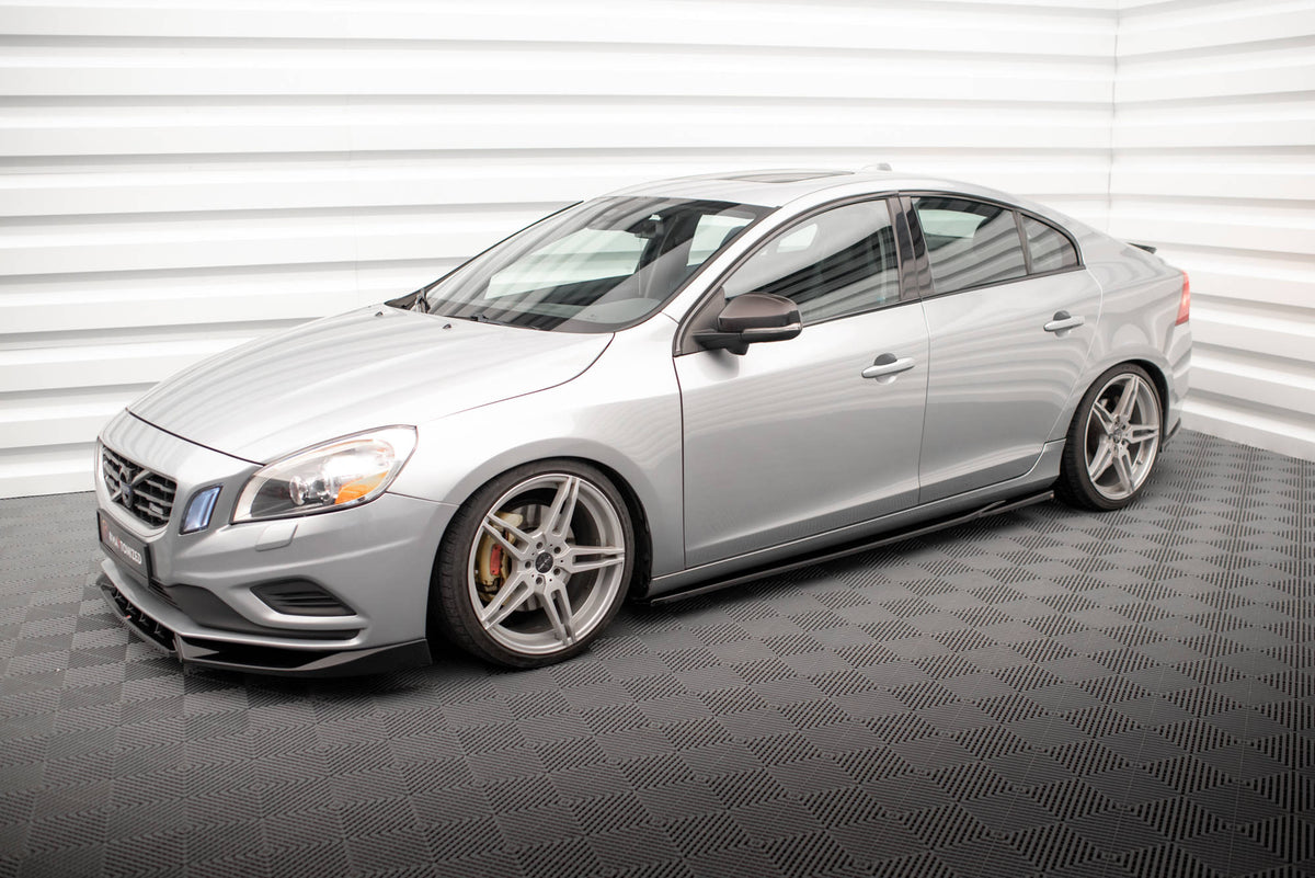 Street+ Seitenschweller Leisten passend für Volvo S60  Standard / R-Design Mk2 / Mk2 Facelift schwarz Hochglanz – Ansicht 5