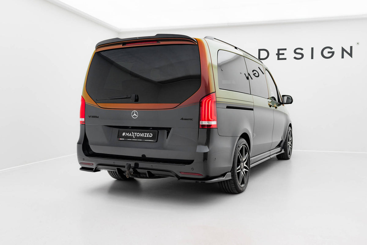Heck Ansatz Flaps Diffusor V.3 passend für Mercedes-Benz V-Klasse AMG-Line W447 Facelift  schwarz Hochglanz – Ansicht 1