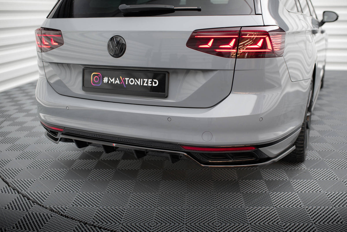 Street+ Mittlerer Diffusor RACE passend für VW Passat R-Line B8 Facelift schwarz Hochglanz – Ansicht 1