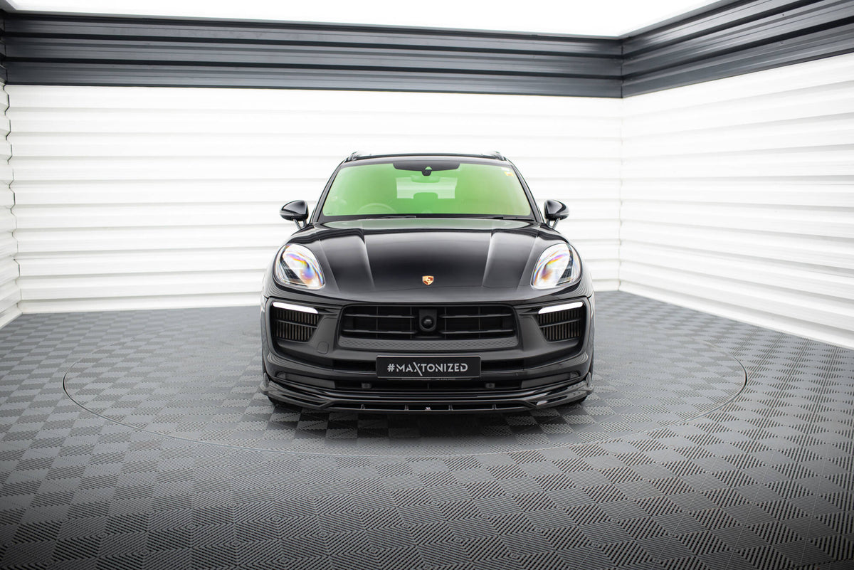 Street+ Spoilerlippe Front Ansatz passend für Porsche Macan GTS Mk1 Facelift 2 schwarz Hochglanz – Ansicht 1