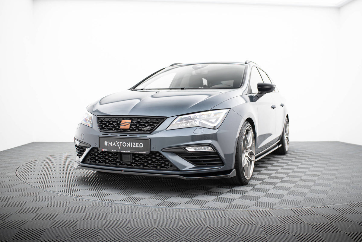 Street+ Spoilerlippe Front Ansatz V.7 passend für Seat Leon Cupra / FR Mk3 FL schwarz Hochglanz – Ansicht 3