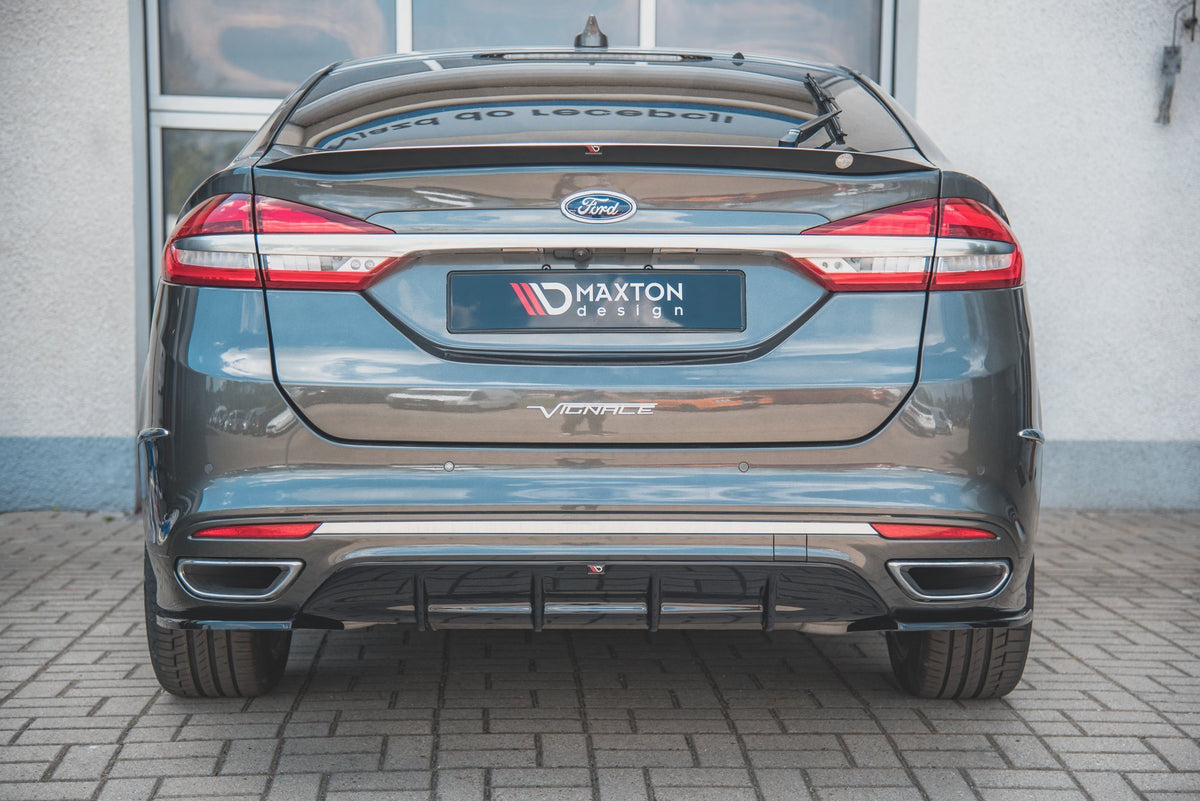 Diffusor Heck Ansatz passend für Ford Mondeo Vignale Mk5 Facelift schwarz Hochglanz – Ansicht 1