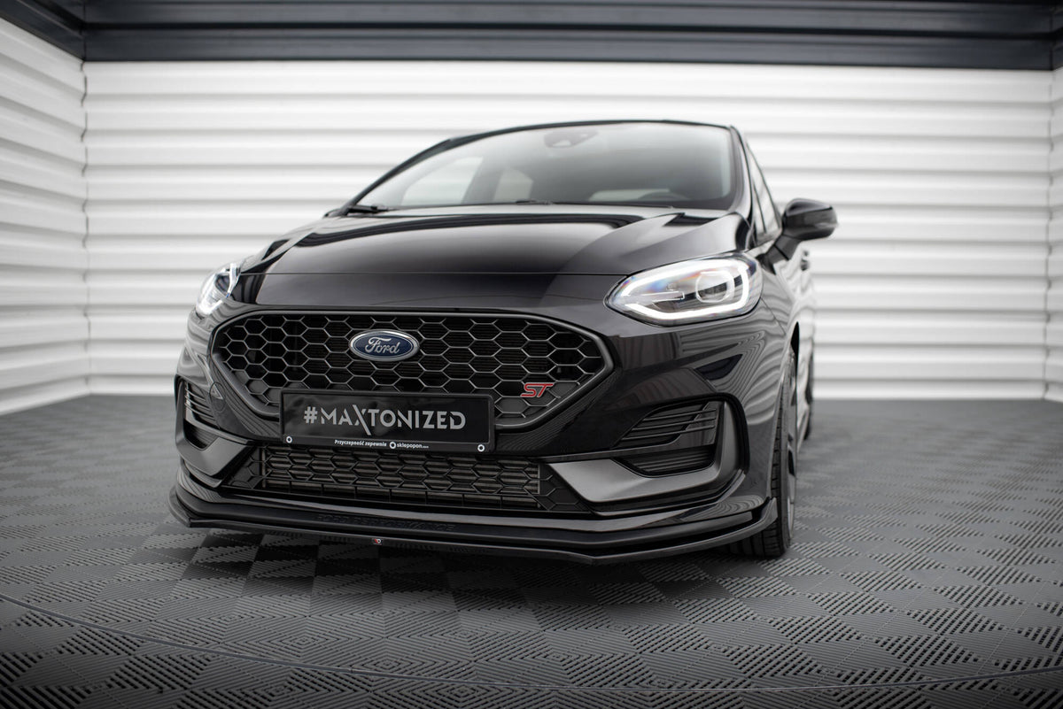 Street+ Spoilerlippe Front Ansatz V.1 passend für Ford Fiesta ST / ST-line Mk8 Facelift schwarz Hochglanz – Ansicht 1