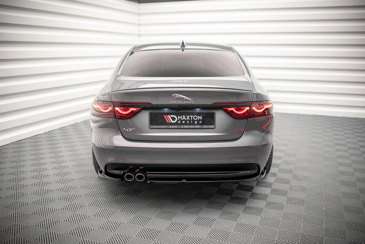Heck Ansatz Flaps Diffusor passend für Jaguar XF R-Sport X260 schwarz Hochglanz – Ansicht 1