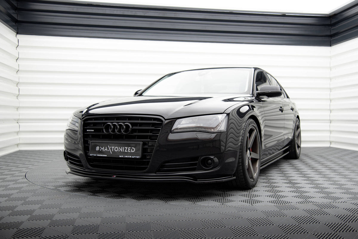 Street+ Spoilerlippe Front Ansatz passend für Audi A8 D4 schwarz Hochglanz – Ansicht 1