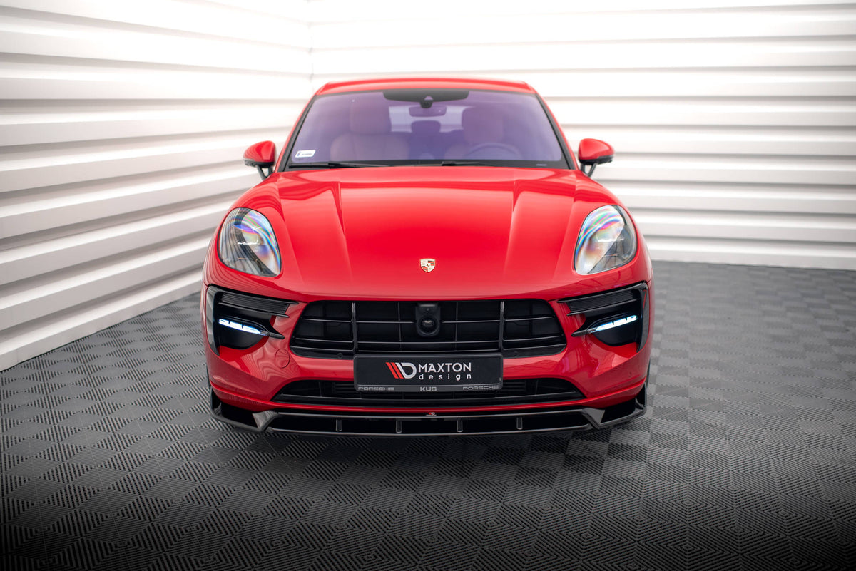 Street+ Spoilerlippe Front Ansatz V.2 passend für Porsche Macan GTS / Sport Design Mk1 Facelift schwarz Hochglanz – Ansicht 1
