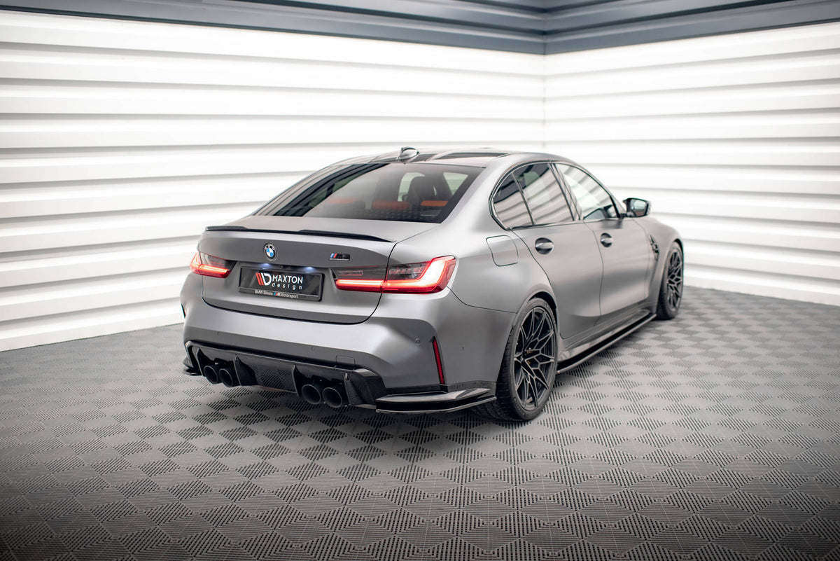 Heck Ansatz Flaps Diffusor V.1 passend für BMW M3 Limousine / Touring G80 / G81 schwarz Hochglanz – Ansicht 3