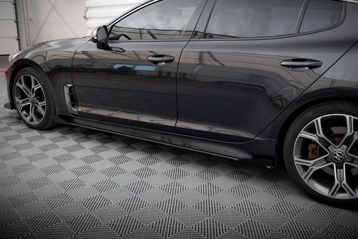 Street Pro Street+ Seitenschweller Leisten + Flaps passend für Kia Stinger GT / GT-Line / Standard Mk1 schwarz Hochglanz – Ansicht 5