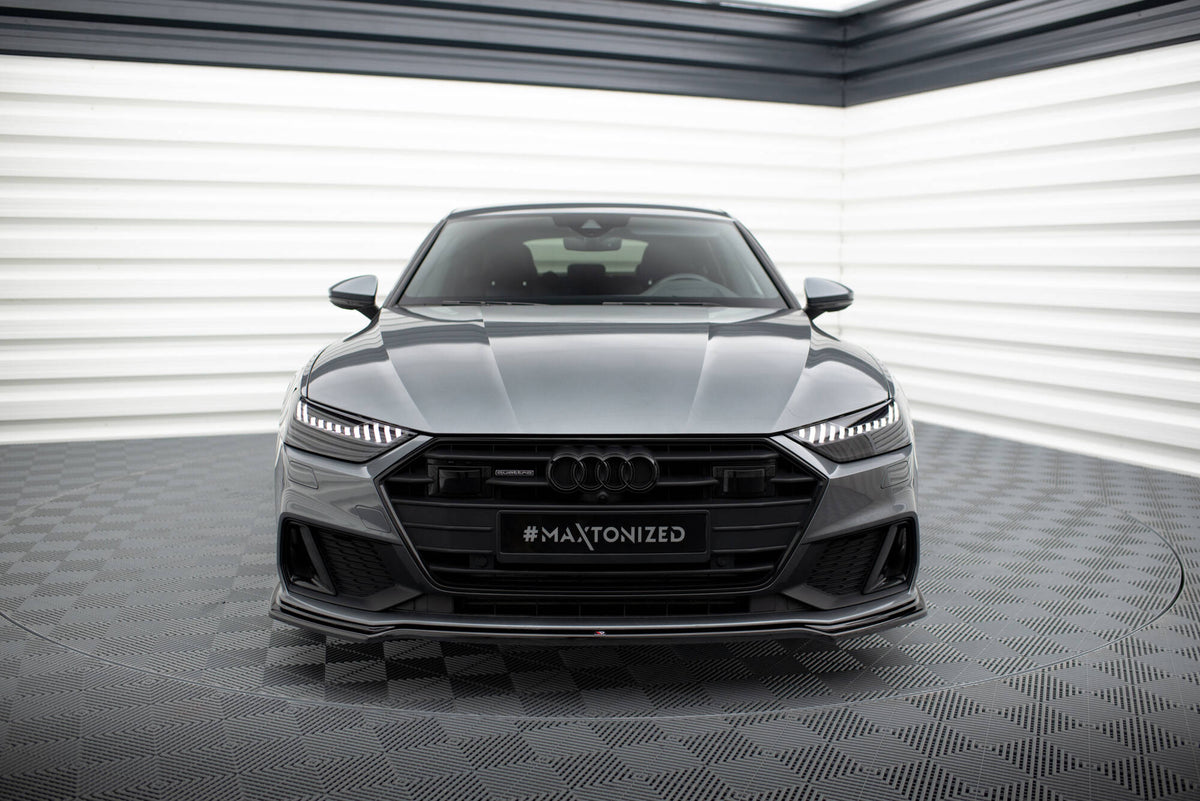 Street+ Spoilerlippe Front Ansatz V.1 passend für Audi A7 S-Line C8 / S7 C8 / C8 Facelift / S7 Facelift schwarz Hochglanz – Ansicht 1