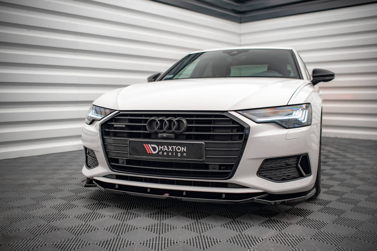 Street+ Spoilerlippe Front Ansatz V.1 passend für Audi A6 C8 schwarz Hochglanz – Ansicht 4