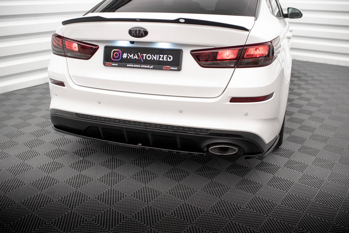 Heck Ansatz Flaps Diffusor V.1 passend für Kia Optima Mk4 Facelift schwarz Hochglanz – Ansicht 1